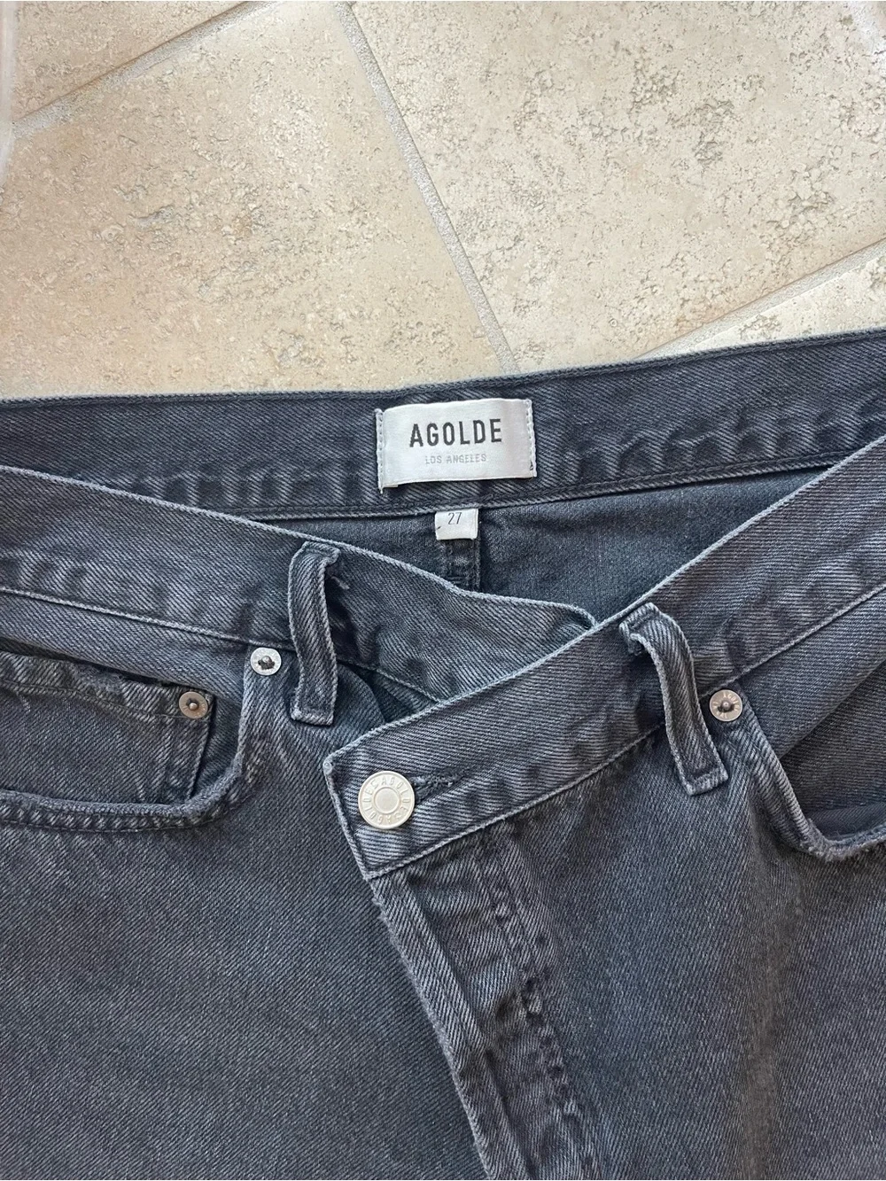 Agolde Washed Black High-Rise Denim Shorts